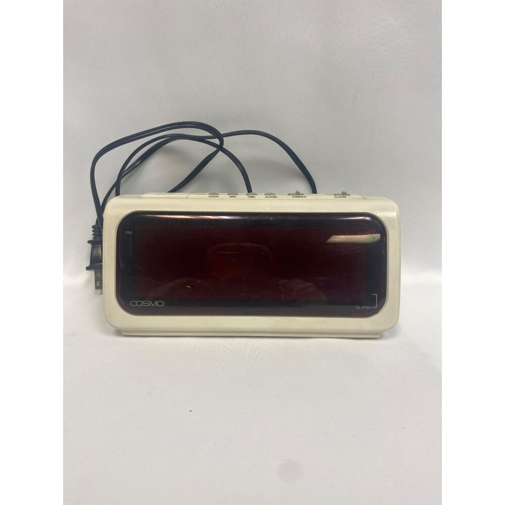 Vintage Cosmo Digital LED Alarm Clock - Model No. E555 White - Tested & Working